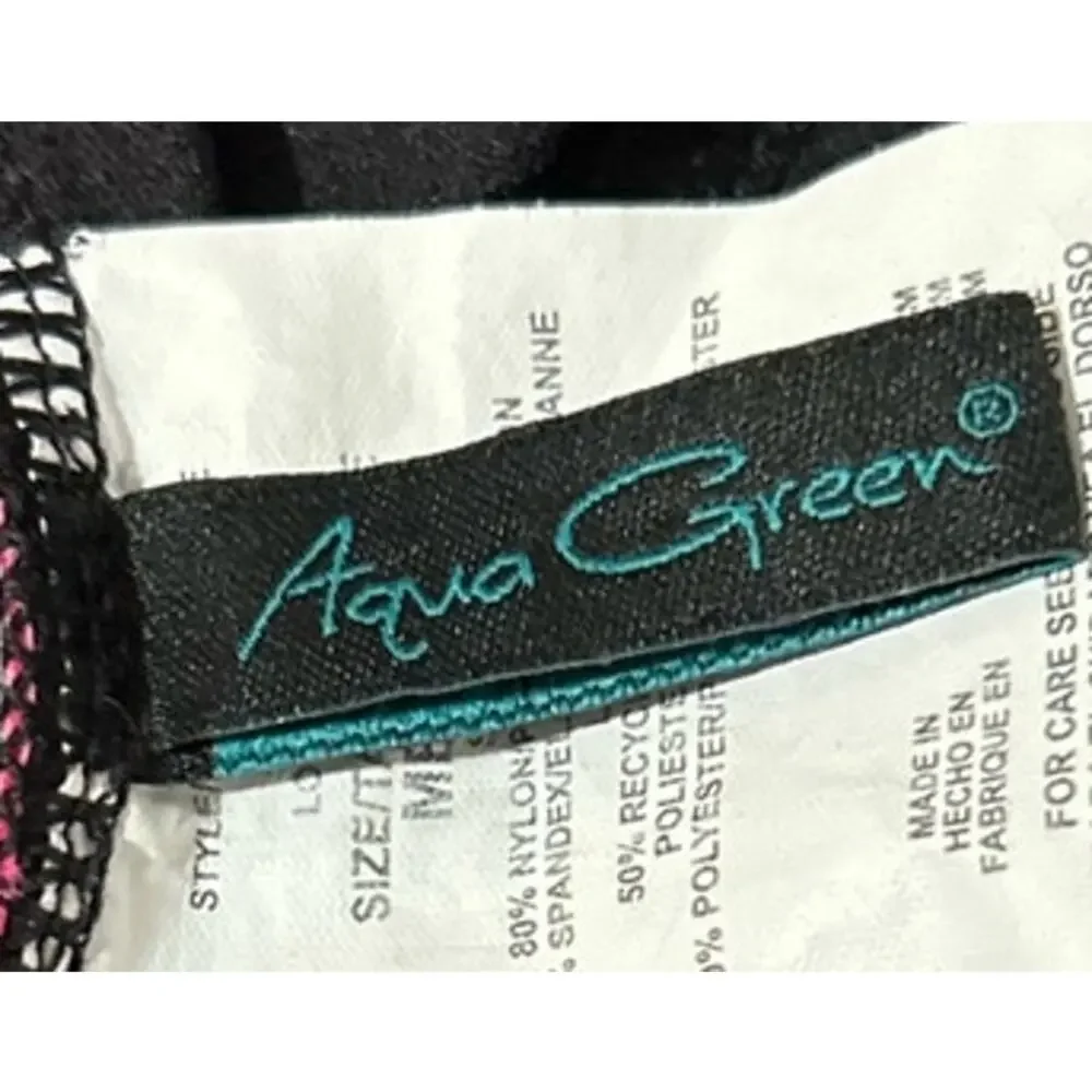 Aqua Green Women's Cutout Black Pink‎ Floral One-Piece Swimwear Size M